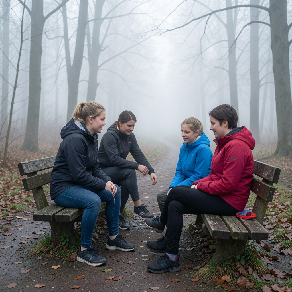 Morgonövning utomhus med soluppgång i bakgrunden